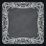 Sticker Carré Flore vierge Faux Chalkboard courbes Personnaliser<br><div class="desc">Un tableau noir ou un tableau blanc propre pour customiser le texte à chaque occasion.</div>