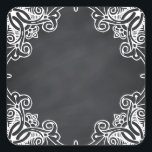 Sticker Carré Flore vierge Faux Chalkboard courbes Personnaliser<br><div class="desc">Un tableau noir ou un tableau blanc propre pour customiser le texte à chaque occasion.</div>