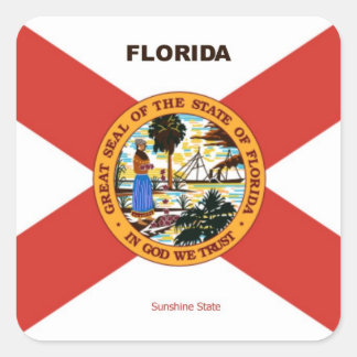 Sticker Carré Florida Flag and Slogan