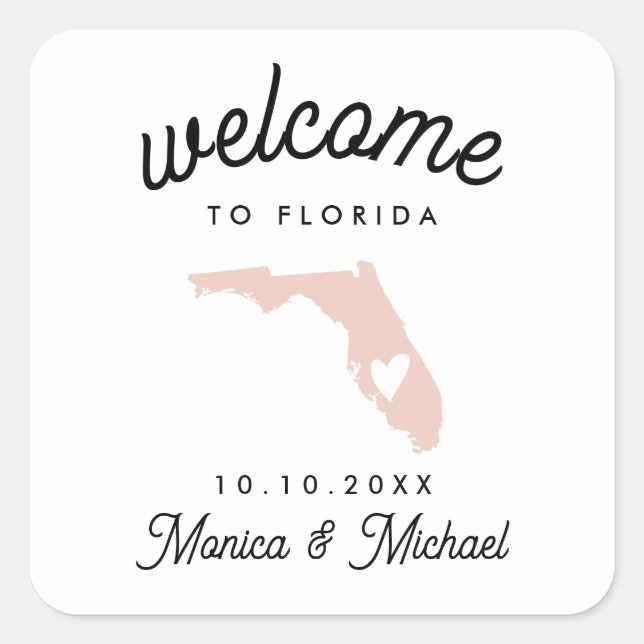 Sticker Carré FLORIDA State Destination Mariage N'IMPORTE QUELLE (Devant)
