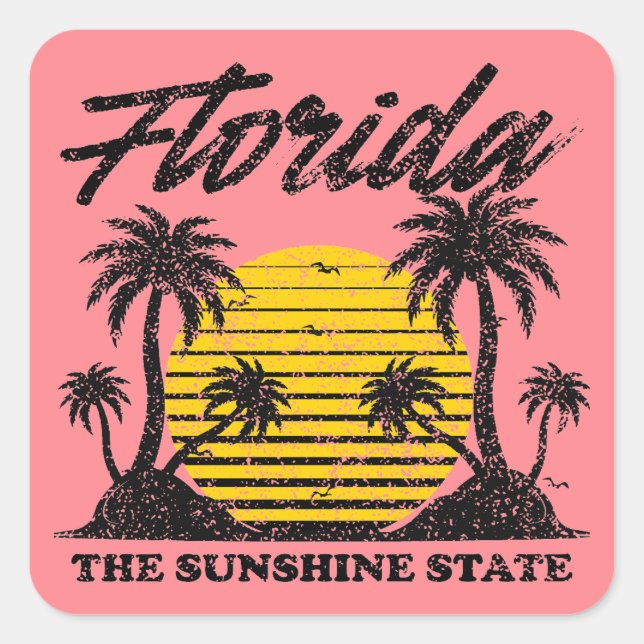 Sticker Carré Floride L'État Sunshine (Devant)