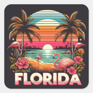 Sticker Carré Floride vintage