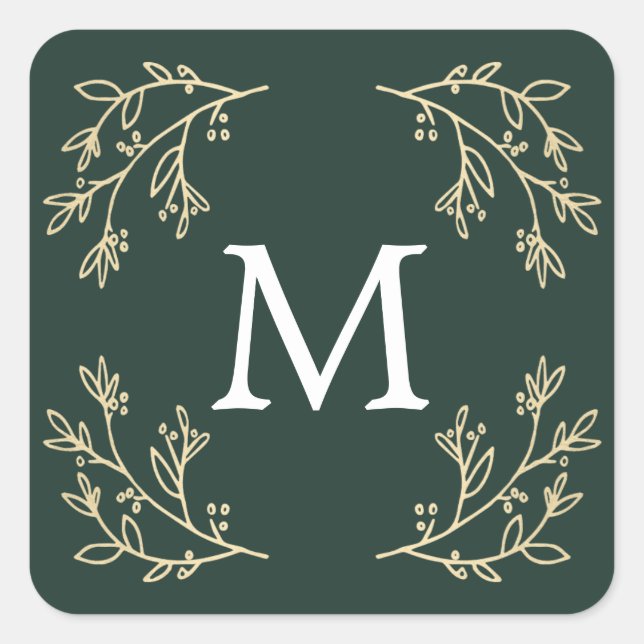 Sticker Carré Flourish Monogram | Vacances (Devant)