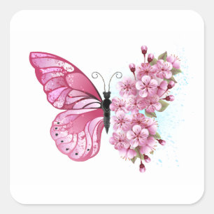 Sticker Carré Flower Butterfly