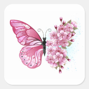 Sticker Carré Flower Butterfly