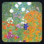 Sticker Carré Flower Garden by Gustav Klimt Vintage Floral<br><div class="desc">Landgarten / Flower Garden / Cottage Garden vintage art painted en 1905 by Austrian Symboist & Art Nouveau Artist Gustav Klimt (1862-1918)</div>