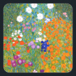 Sticker Carré Flower Garden by Gustav Klimt Vintage Floral<br><div class="desc">Landgarten / Flower Garden / Cottage Garden vintage art painted en 1905 by Austrian Symboist & Art Nouveau Artist Gustav Klimt (1862-1918)</div>