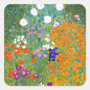 Sticker Carré Flower Garden by Gustav Klimt Vintage Floral
