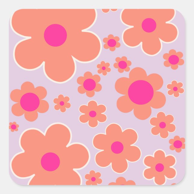 Sticker Carré Flower Market Copenhague Retro Coloré Floral (Devant)