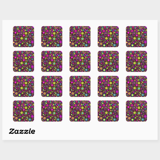 Sticker Carré Flower Power (Feuille)