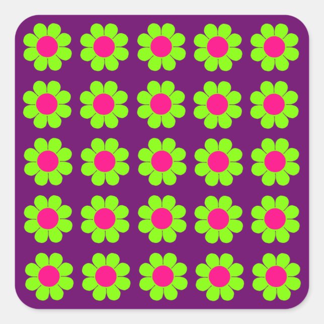 Sticker Carré Flower power personnalisable (Devant)