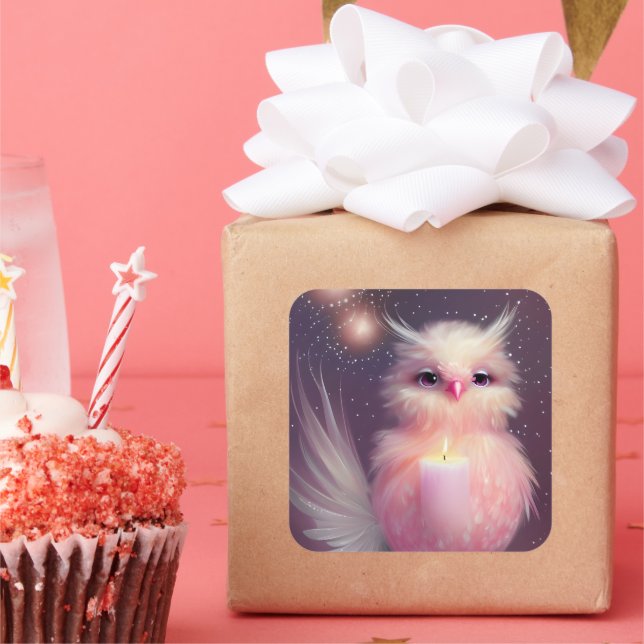 Sticker Carré Fluffy Rose Baby Bird (Fête)