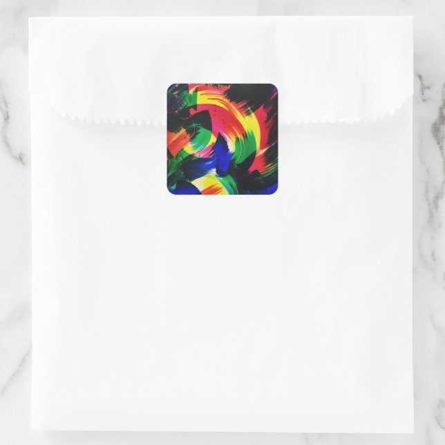Sticker Carré Flux Abstrait Wave Fine Art (Sac)