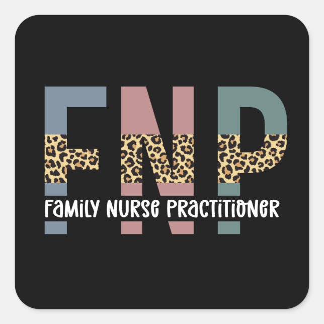 Sticker Carré FNP Family Nurse Praticien Cheetah Imprimer (Devant)