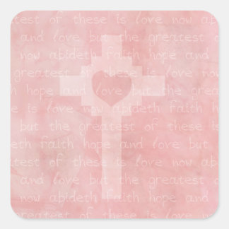Sticker Carré Foi Espoir et amour Pink Christian