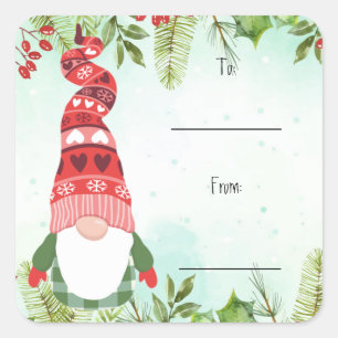 Sticker Carré Foliage de Noël Berries Gnome