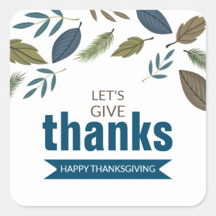 Sticker Carré Foliage moderne, Remercions, Thanksgiving