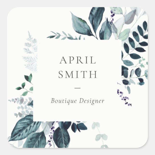 Sticker Carré Foliage Tropical Foliage Moderne Bleu Violet (Devant)