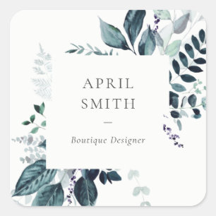 Sticker Carré Foliage Tropical Foliage Moderne Bleu Violet