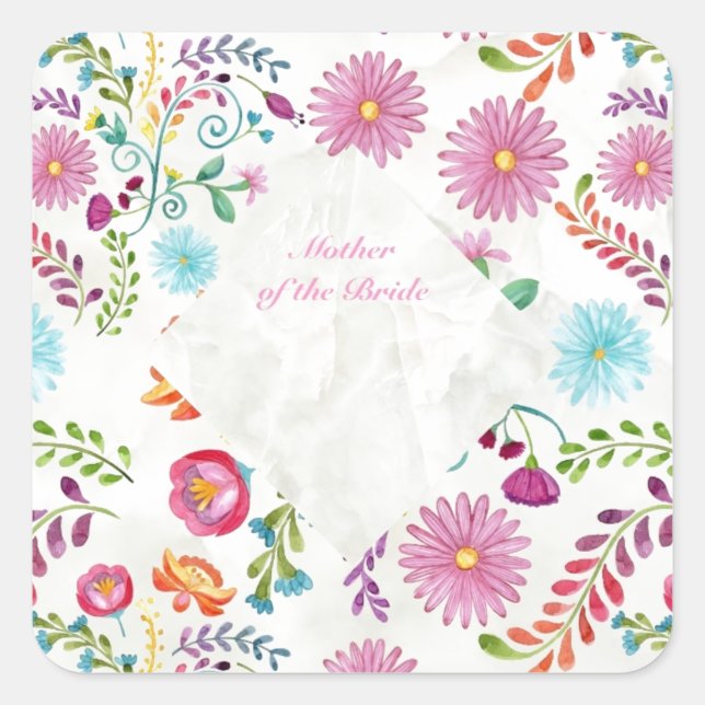 Sticker Carré Folk Flowers Mother of Bride (Devant)