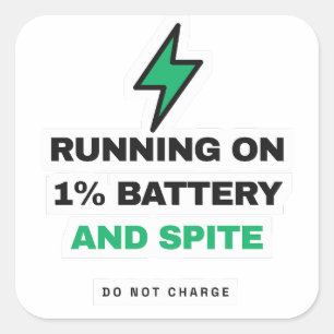 Sticker Carré Fonctionne avec 1 Pour Cent de Batterie et sur un
