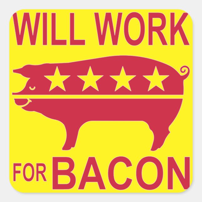 Sticker Carré Fonctionnera pour Bacon (Devant)