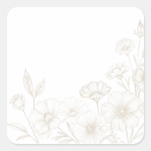 Sticker Carré Fond élégant à motif floral bohème encadré par un 