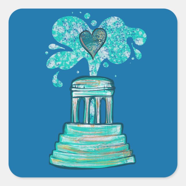 Sticker Carré Fontaine Marshall Michigan (Devant)