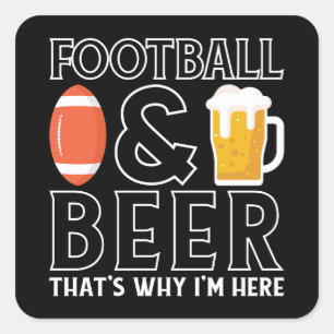 Sticker Carré Football américain et amateur de bière amusant