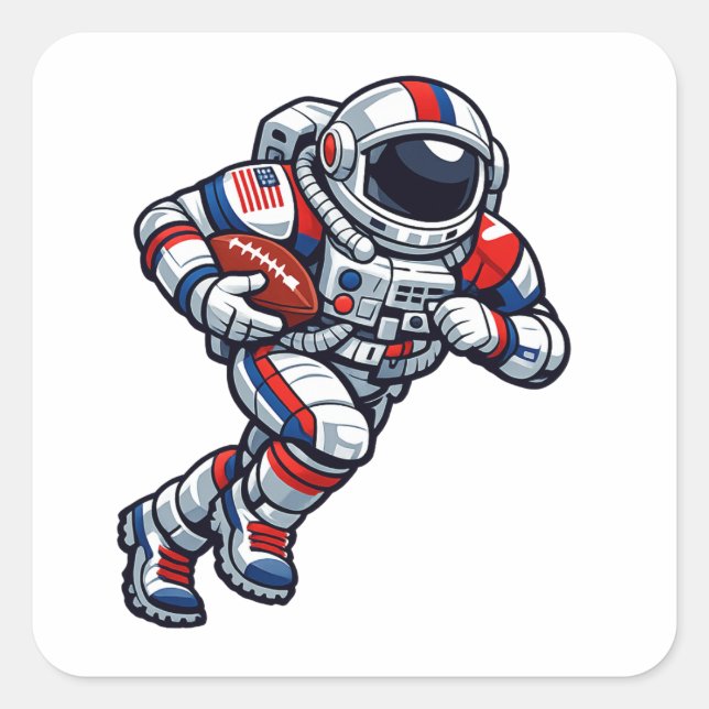 Sticker Carré Football Astronaute (Devant)