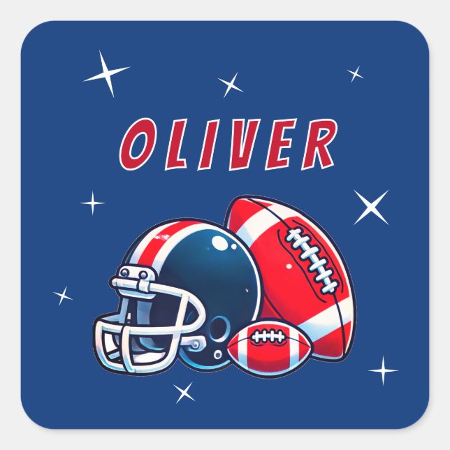 Sticker Carré Football Ball Helmet Cartoon Sports Christmas (Devant)