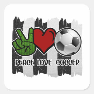 Sticker Carré Football Paix et Amour