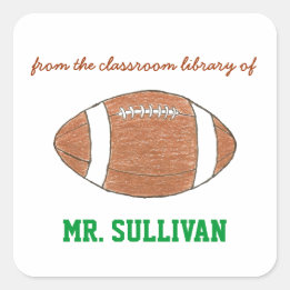 Sticker Carré Football personalized teacher bookplate