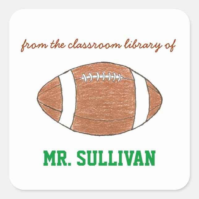 Sticker Carré Football personalized teacher bookplate (Devant)