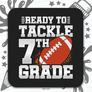 Sticker Carré Football Premier Jour 7e Année Retour À L'École