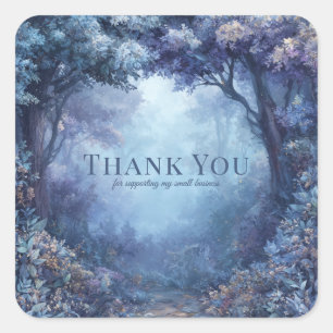 Sticker Carré Forêt Bleue Enchantée Bois Magique