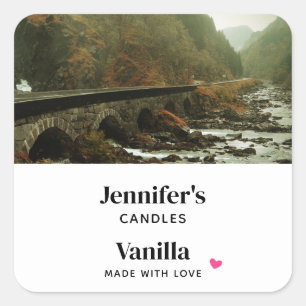 Sticker Carré Forêt d'automne et rivière Paysage Candle Craft