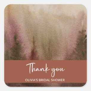 Sticker Carré Forêt de l'automne à l'aquarelle et douche de mari