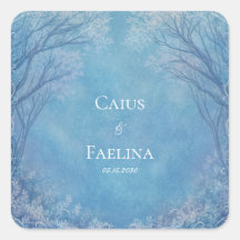 Forêt de mariage hivernale à la filigree azur givr