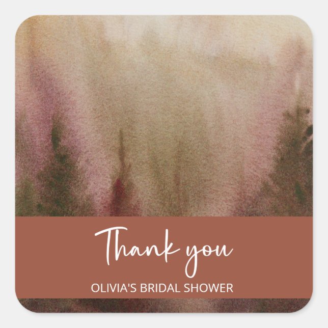 Sticker Carré Forêt de teinte terracota à l'aquarelle pour une B (Devant)