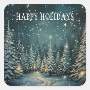 Sticker Carré Forêt d'hiver