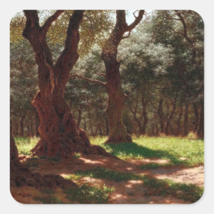 Sticker Carré Forêt d'oliviers à Cap Saint Martin