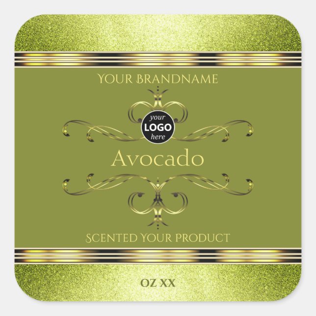 Sticker Carré Forêt d'or vert avec Parties scintillant Logo Étiq (Devant)