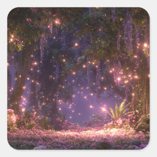 Sticker Carré Forêt Enchantée Magique