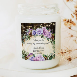 Sticker Carré Forêt Enchantée Rustique violet Floral Quinceañera