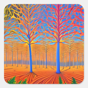 Sticker Carré Forêt forestière d'Art Moderne