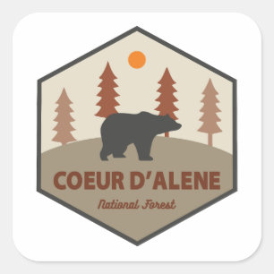 Sticker Carré Forêt nationale de Coeur D'Alene Ours