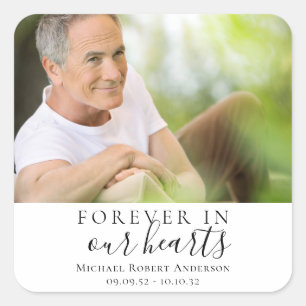 Sticker Carré Forever in Our Hearts Photo Sympathy Memorial