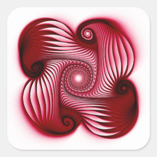 Sticker Carré Forme de spirales rouges
