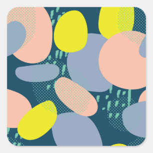 Sticker Carré Formes géométriques : style coloré Memphis